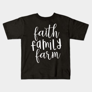 Faith, family, farm typography design Kids T-Shirt